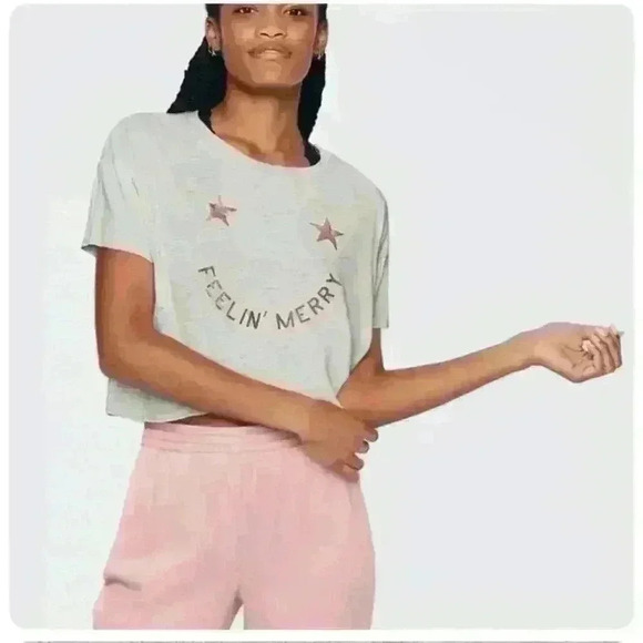 PINK Victoria's Secret Tops - Victoria’s Secret PINK Christmas Feelin’ Merry Crop Top